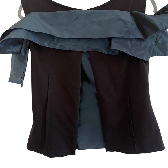 XD XENIA DESIGN Size 6 Taffeta Draped Blouse Stretch Structured Minimalist - Picture 8 of 11
